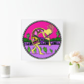 Kokopelli Flute Player SouthWestern Clock Vierkante Klok (Huis)