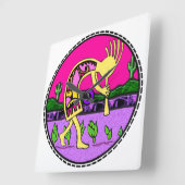 Kokopelli Flute Player SouthWestern Clock Vierkante Klok (Hoek)