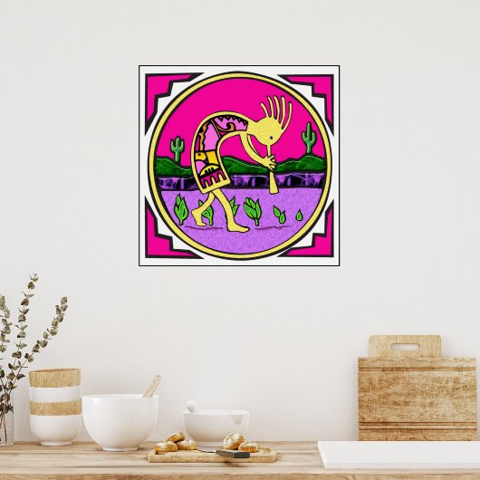 Kokopelli, Flute Player van de woestijn Poster (Keuken)
