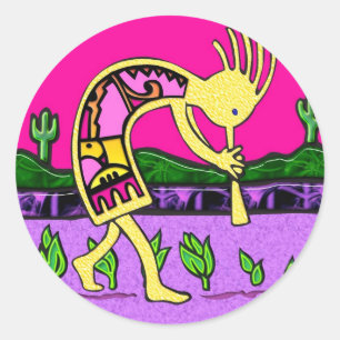 Kokopelli, Flute Player van de woestijn Ronde Sticker