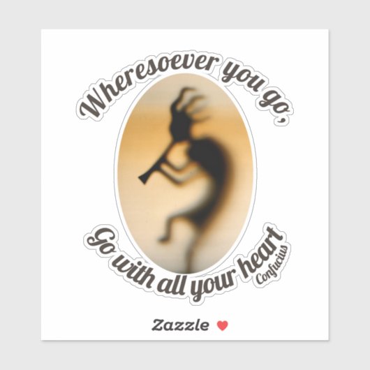 Kokopelli gaat met je hart Inspirerend Sticker (Vel)