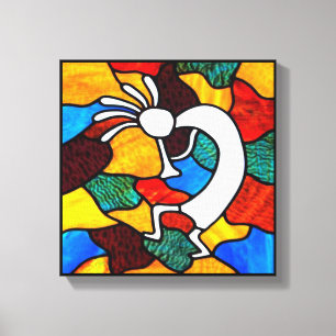 Kokopelli Glas in lood Canvas Print