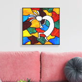 Kokopelli Glas in lood Canvas Print (Insitu (Woonkamer))
