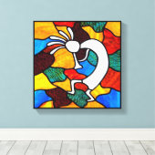 Kokopelli Glas in lood Canvas Print (Insitu (Houten vloer))