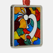 Kokopelli Glas in lood Metalen Ornament (Rechts)