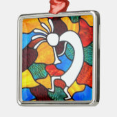 Kokopelli Glas in lood Metalen Ornament (Links)
