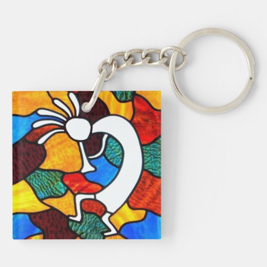 Kokopelli Glas in lood Sleutelhanger (Achterkant)