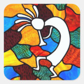 Kokopelli Glas in lood Sticker (Voorkant)
