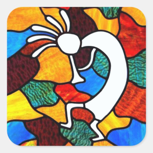 Kokopelli Glas in lood Sticker (Voorkant)