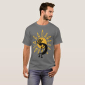 Kokopelli Gold Mannen Basic Grey Tshirt (Voorkant volledig)