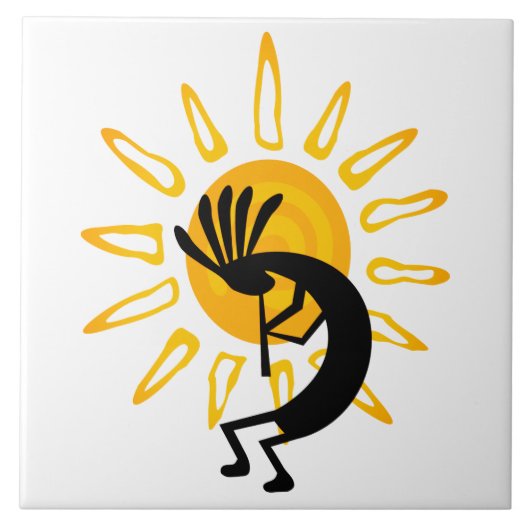 Kokopelli Gold Sun 6" Tegeltje (Voorkant)