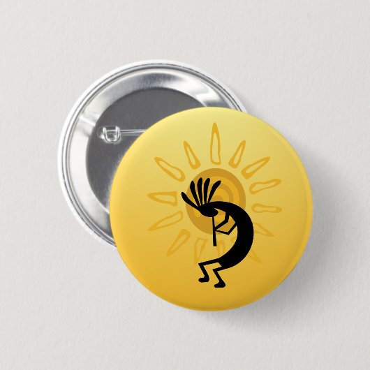 Kokopelli Gold Sun Button (Voorkant /achterkant)