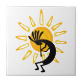 Kokopelli Gold Sun Ceramic Tile Tegeltje (Voorkant)