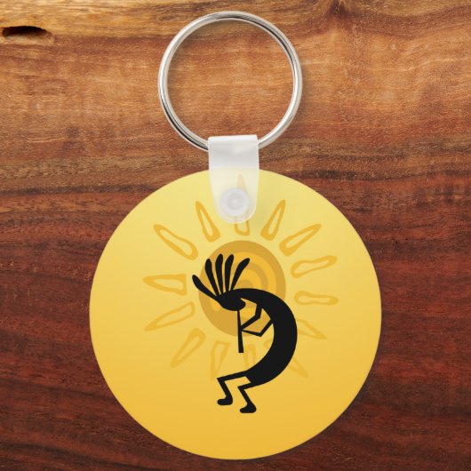 Kokopelli Gold Sun Custom Sleutelhanger (Voorkant)