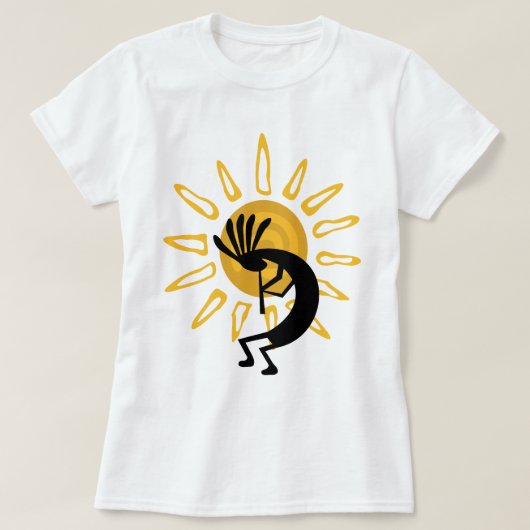Kokopelli Gold Sun Dames Basic T-shirt (Design voorkant)