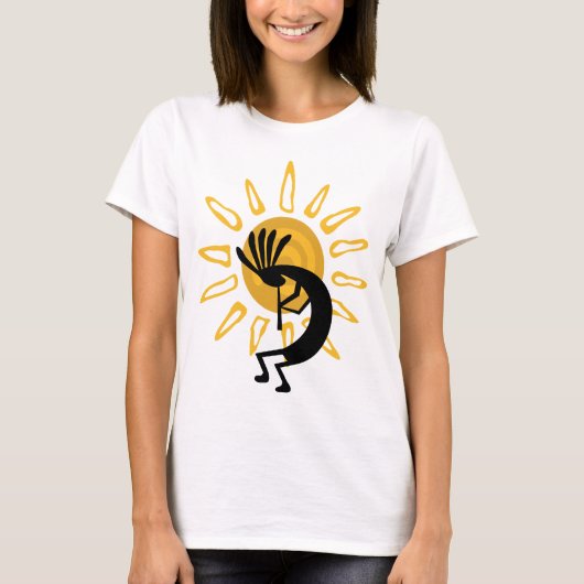 Kokopelli Gold Sun Dames Basic T-shirt (Voorkant)