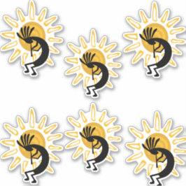 Kokopelli Gold Sun Group of 6 vinylSticker Sticker