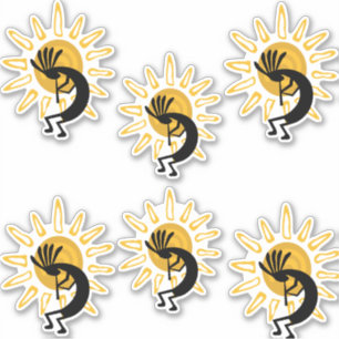Kokopelli Gold Sun Group van 6 vinylsticker Sticker