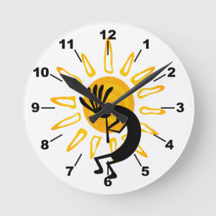 Kokopelli Gold Sun Ronde Klok