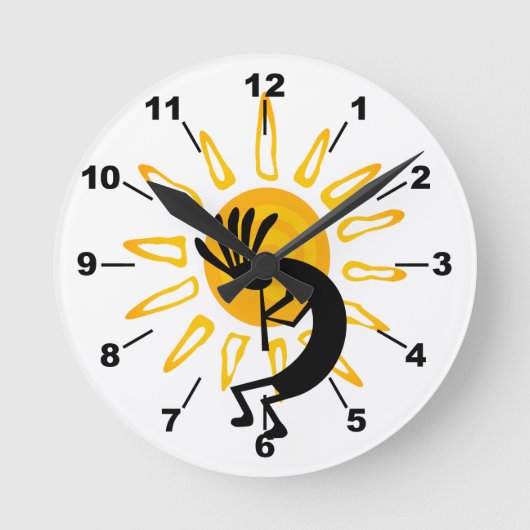Kokopelli Gold Sun Ronde Klok (Voorkant)