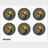 Kokopelli Gold Sun Southwest Grey 3" ticker Ronde Sticker (Vel)