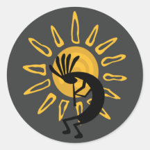 Kokopelli Gold Sun Southwest Grey 3" ticker