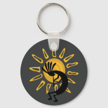 Kokopelli Gold Sun Southwest Sleutelhanger