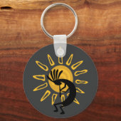 Kokopelli Gold Sun Southwest Sleutelhanger (Voorkant)