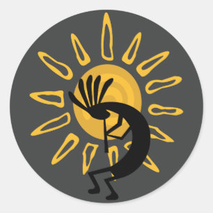 Kokopelli Gold Sun Southwest Sticker