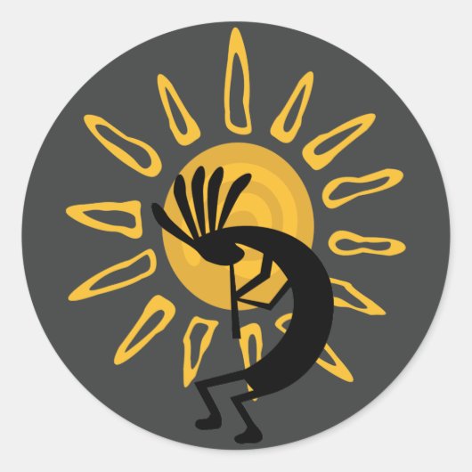 Kokopelli Gold Sun Southwest Sticker (Voorkant)