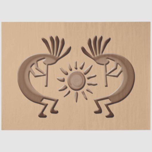 Kokopelli Golden Sun Broned Decoupage Tissuepapier (Voorkant)