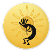 Kokopelli Golden Sun Southwest door Knob Keramische Knop (Voorkant)