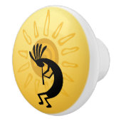 Kokopelli Golden Sun Southwest door Knob Keramische Knop (Rechts)