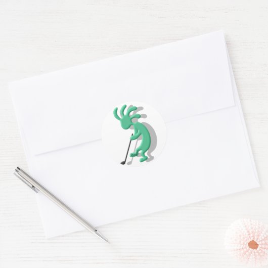 Kokopelli Golf Ronde Sticker (Envelop)