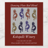 Kokopelli Group of Flute Play Figures Wine Labe Wijn Etiket (Enkel label)