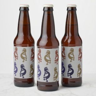 Kokopelli Group of Flute Plays Figures Beer Bott Bier Etiket