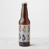 Kokopelli Group of Flute Plays Figures Beer Bott Bier Etiket (Voorkant)