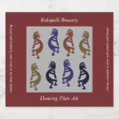 Kokopelli Group of Flute Plays Figures Beer Bott Bier Etiket (Enkel label)