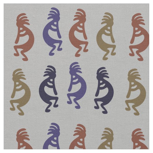 Kokopelli Group of Flute Plays Figures Fabric Stof (Close Up)
