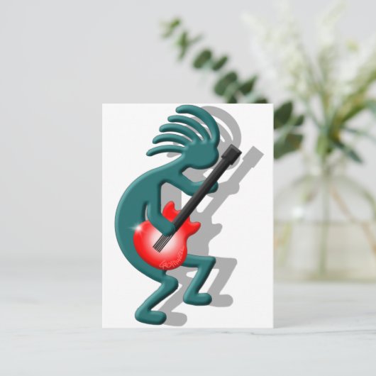 Kokopelli Guitar Briefkaart (Staand voorkant)