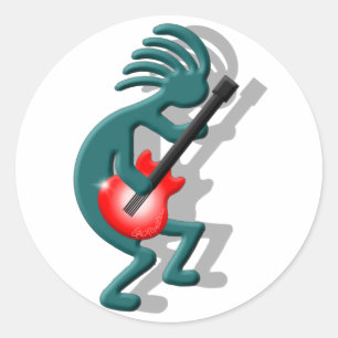 Kokopelli Guitar Ronde Sticker
