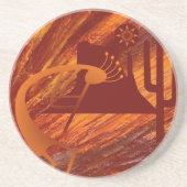 Kokopelli Heat Zandsteen Onderzetter (Voorkant)
