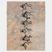 Kokopelli Horn en Flute Player Petroglyph Fleece Deken (Voorkant)