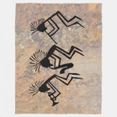 Kokopelli Horn en Flute Player Petroglyph Fleece Deken (Voorkant)