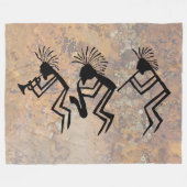 Kokopelli Horn en Flute Player Petroglyph Fleece Deken (Voorkant (Horizontaal))