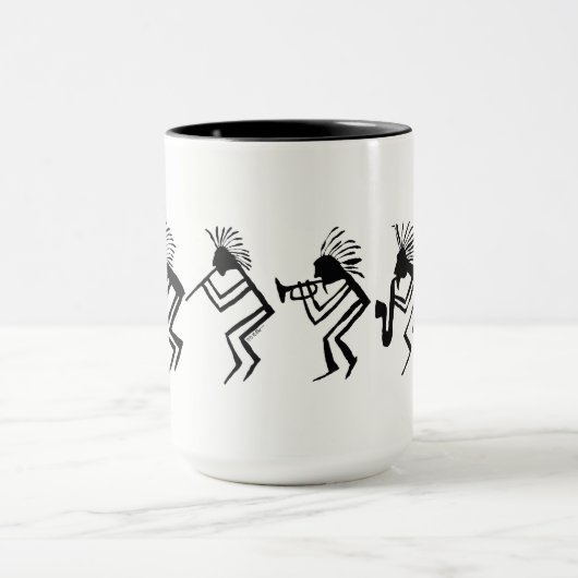 Kokopelli Horn en Flute Player Petroglyph Mok (Midden)