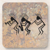Kokopelli Horn en Flute Player Petroglyph Onderzetter (Voorkant)