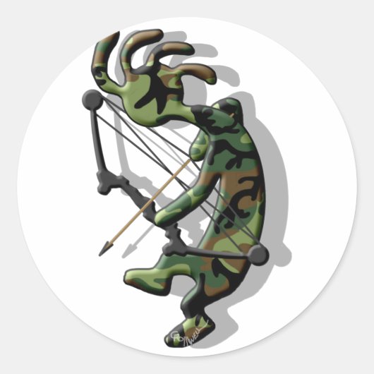 Kokopelli Hunter Ronde Sticker (Voorkant)