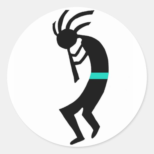 Kokopelli - Indiaanse fluitspeler Ronde Sticker (Voorkant)