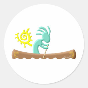 Kokopelli inheemse Amerikaanse kano Ronde Sticker